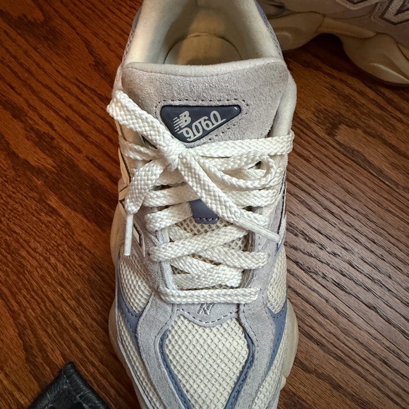 New Balance White and Light Blue Athletic Shoes